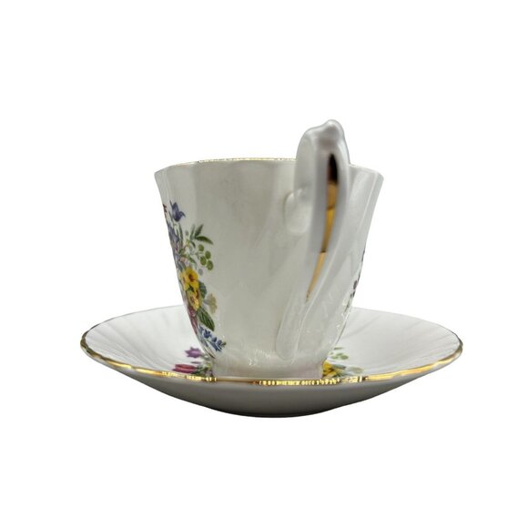 Royal Sutherland H&M Bone China Tea Cup & Saucer Pink Yellow Purple Floral - Picture 5 of 10